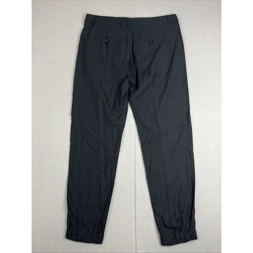 Vince Black Cupro Blend Woven Jogger Pants Tapered Ankle Size 6 V146320738